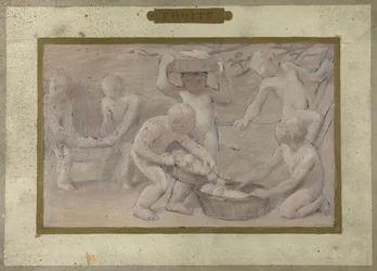 Skitse til Salle des Fêtes på Hôtel de Ville de Paris: Frugt, mellem 1889 og 1895 (olie på papir)