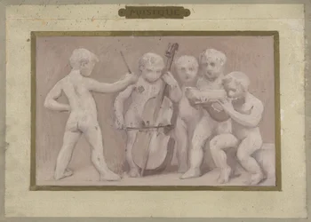 Skitse til Salle des Fêtes på Hôtel de Ville de Paris: Musik, mellem 1889 og 1895 (olie på blyant, papir)