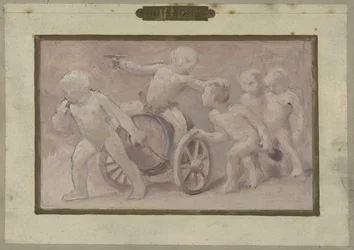 Skitse til Salle des Fêtes på Hôtel de Ville i Paris: Drinks, mellem 1889 og 1895 (olie på papir)