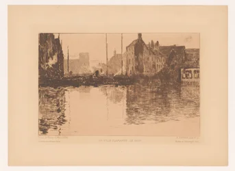 Havneudsigt i Flandern En ville Flamande, le soir (titel på objekt)