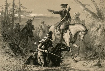 Major Washington på sin mission til den franske kommandør, 1877.