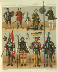 Illustration af europæiske krigere rustning