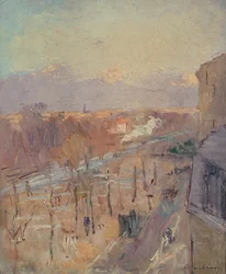 Avenue in Paris after a Storm (olie på lærred)