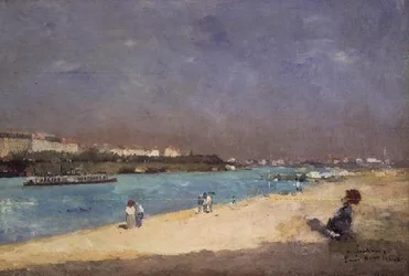 Udsigt over udkanten af Paris fra Pont National, 1882