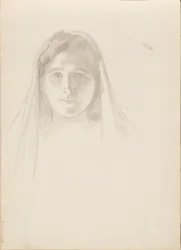 Aino Ackté som Alcestis, skitse af ansigtet