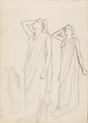 Aino Ackté som Alcestis, tre skitser