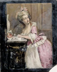 »Skrivende dame«, Studie II til »Rokokodamen«