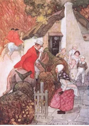 Da hun så Sir John, bøjede hun sig meget lavt, fra The Water Babies pub. af Humphrey Milford Oxford University Press, ca. 1930 (farve litho)