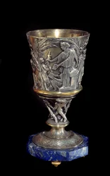 Porfyr kop i sølv og porcelæn lavet af Albert Ernest Carrier Belleuse (1824-1887)