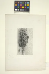 Landskab med sø (blæk)