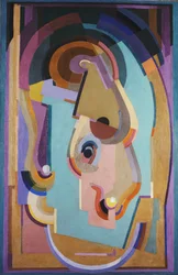 Lilla og grøn sammensætning; Composition Violet et Vert