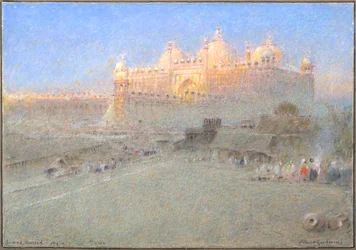 Jumna Musjid, Agra, daggry (akvarel med kropsfarve og blæk)