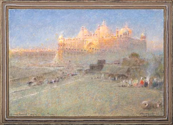 Jumna Musjid, Agra, daggry (akvarel med kropsfarve og blæk)