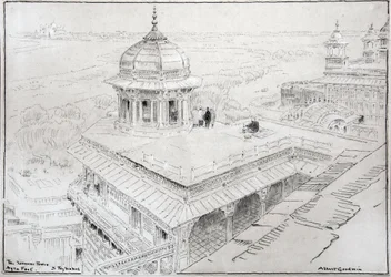 Jasmintårnet, Agra Fort  Taj Mahal (tegning)
