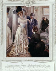 Passende scene hos couturier, af Albert Guillaume (1873-1942), ca. 1895