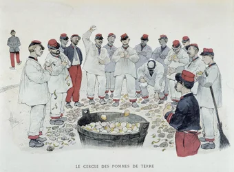 Kartoflernes cirkel (chore de pluche) - i "" Mine kampagner"", tegning af Guillaume, Paris, red. Simonis Empis