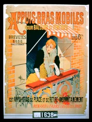 Reklameplakat for »Bevægelige armstøtter til altaner og vinduer«, fremstillet af Renard og Fabre, Paris