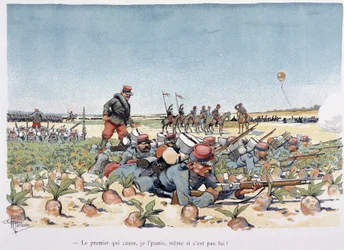 Under the Fire of the Enemy - i "" Military Album"" af Albert Guillaume (1873-1942), omkring 1900