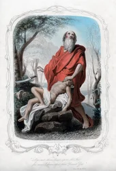 Læg ikke din hånd på ledningen, for nu ved jeg, at du frygter Gud, c1850.