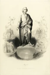 Mozart-monumentet på Mozartplatz, 1842.