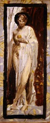 En draperet nøgen / studie, ca.1867 (olie på panel)