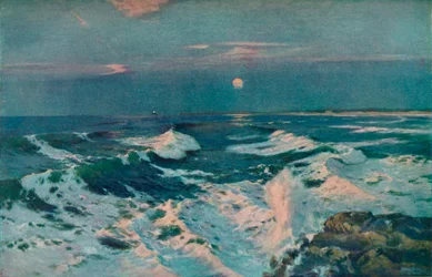 Mellem solnedgangen og månen, c1910