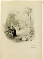 Studie til illustration for Aline, dronning af Golconda