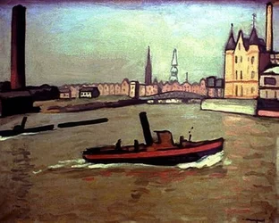 Hamburgs havn - 1908 - 68 × 81 cm - olie på lærred