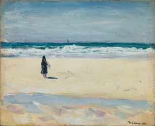 Ung pige på stranden