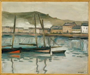 Havnen i Fecamp, Normandiet (olie på lærred)
