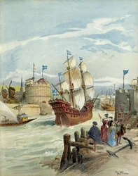 Den franske flåde i Le Havre, som blev ved beslutning af Francois I