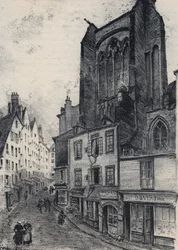 En gade i Saint Malo - Det gamle Frankrig - Bretagne - tekst, tegninger og litografier, af Albert Robida (1848-1926) udateret slutningen af ​​1800-tallet