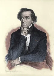 Portræt af Giacomo Meyerbeer (1791-1864), tysk komponist. Tegning af Albert Rosenthal