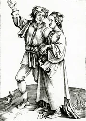 Et rustikt par, graveret af Johannes Wierix, ca. 1565 (stik)