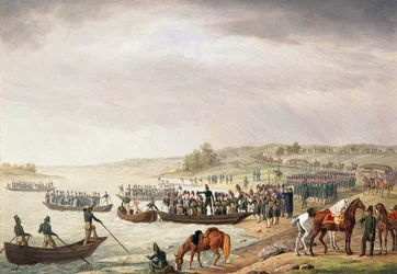Det italienske korps af Eugene de Beauharnais krydser Niemen den 30. juni 1812, 1815.