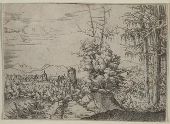 Landskab med to fyrretræer, 1522-1525.