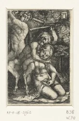 Satyr og en mand slås om en kvinde