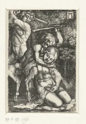 Satyr og en mand slås om en kvinde