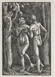 Menneskets fald og forløsning: Adam og Eva spiser den forbudte frugt, ca. 1513.