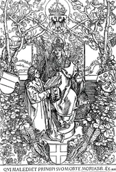 Conrad Celtes præsenterer sin bog The Four Books of Love for Maximilian I, 1502 1906