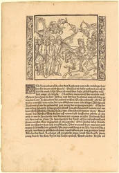 Kejserens søn redder Catonet fra galgen [recto]; Triton og to delfiner [verso]