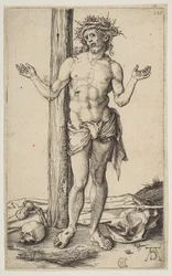 Sorgernes mand med udstrakte arme, ca. 1500.