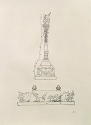 Monument til minde om sejren over bønderne, fra „Målehåndbogen“, udgivet 1525