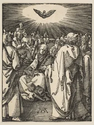 Pinsedag, fra Den Lille Passion, ca. 1510.