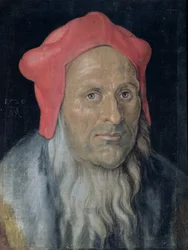 Portræt af en skægget mand i en rød hat, 1520