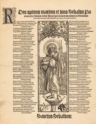 Sankt Sebaldus stående på en søjle, ca. 1501.