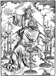 St Johns Vision af Kristus og de syv lysestager fra Apokalypsen, ca. 1497