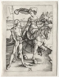 Fruen Ridning og Landsknecht, ca. 1497.