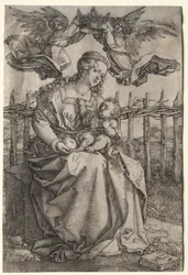 Jomfruen kronet af to engle, 1518.