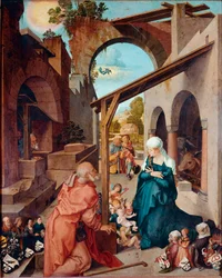 Altertavle Paumgartner: "" Nativite"" Maleri af Albrecht Durer (1471-1528) 1504 ca. Svag. 155x126 cm München, Alte Pinakothek